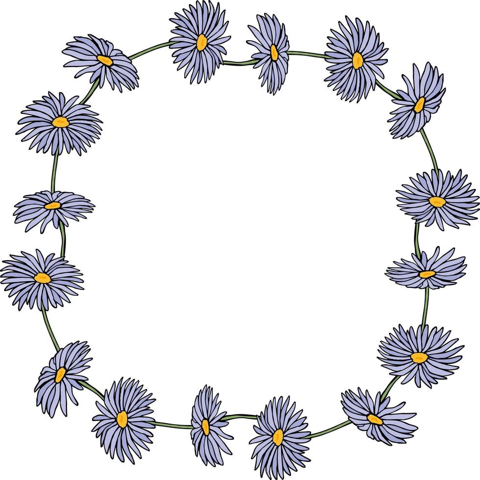 Wreath with aster dumosus Blaubox on white background. Vector image.