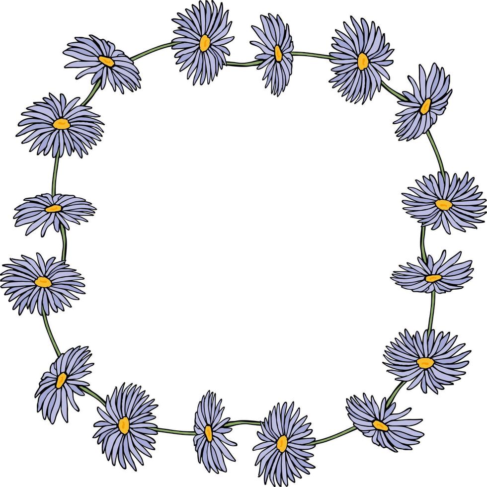 corona con aster dumosus blaubox sobre fondo blanco. imagen vectorial vector