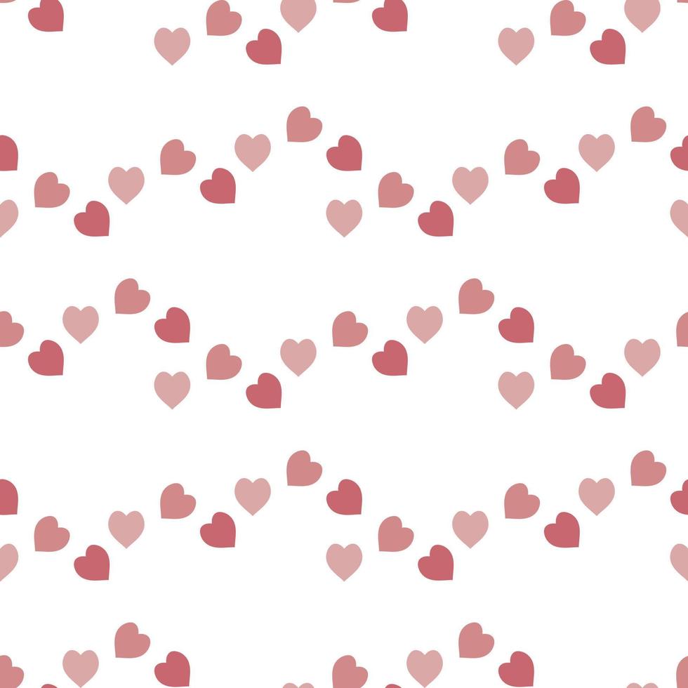 Seamless pattern with warm pink hearts on white background. Vector image.