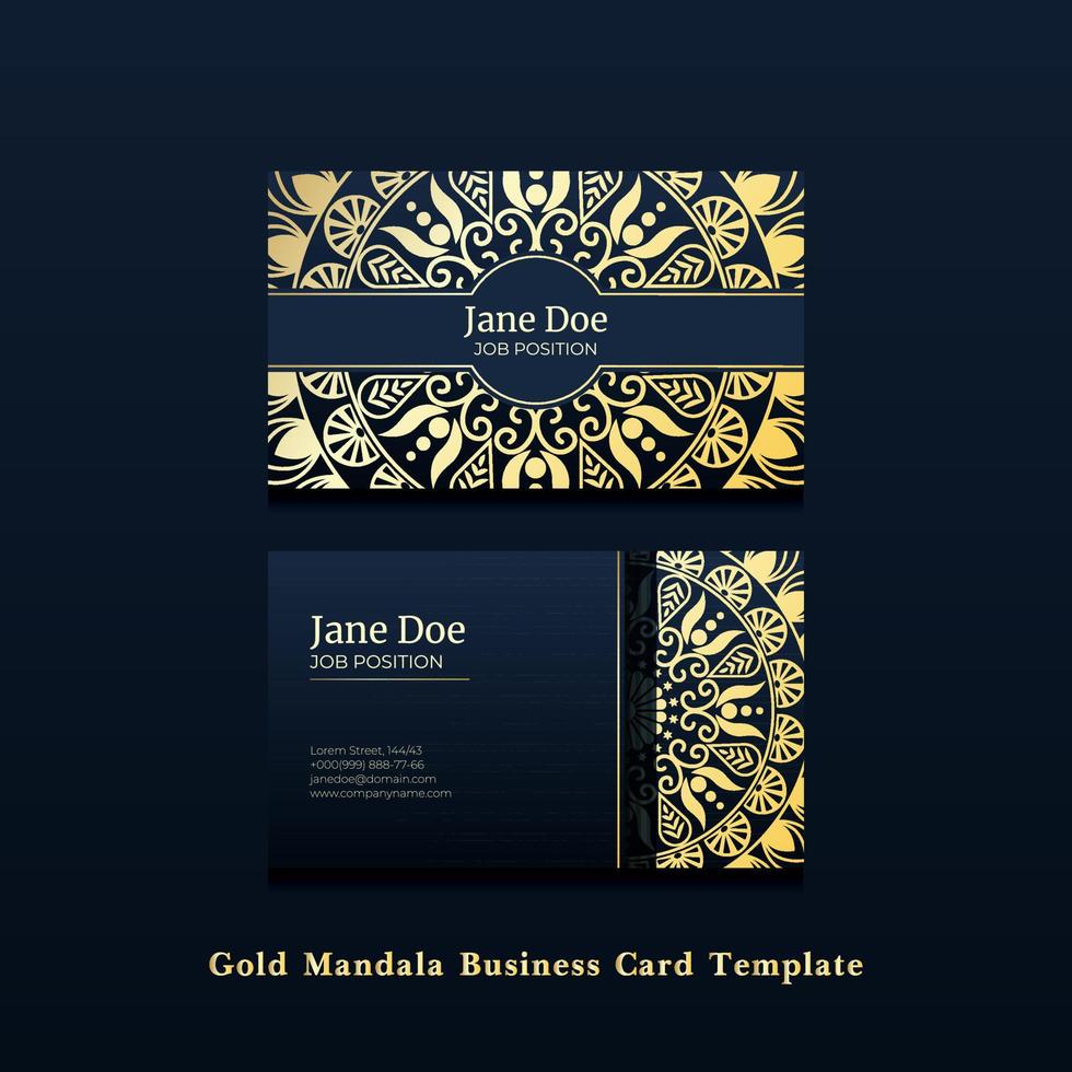 Gold Mandala Business Card Template. Vintage decorative. Ornamental floral business cards, oriental pattern, vector illustration. Islam, Arabic, Indian, turkish, pakistan, chinese, ottoman motifs.