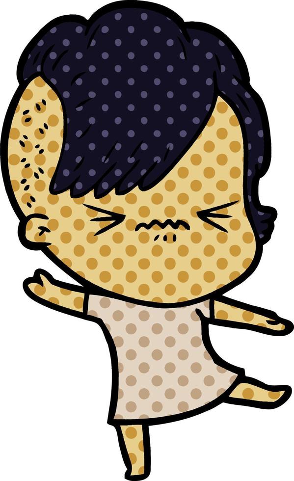 cartoon annoyed hipster girl vector