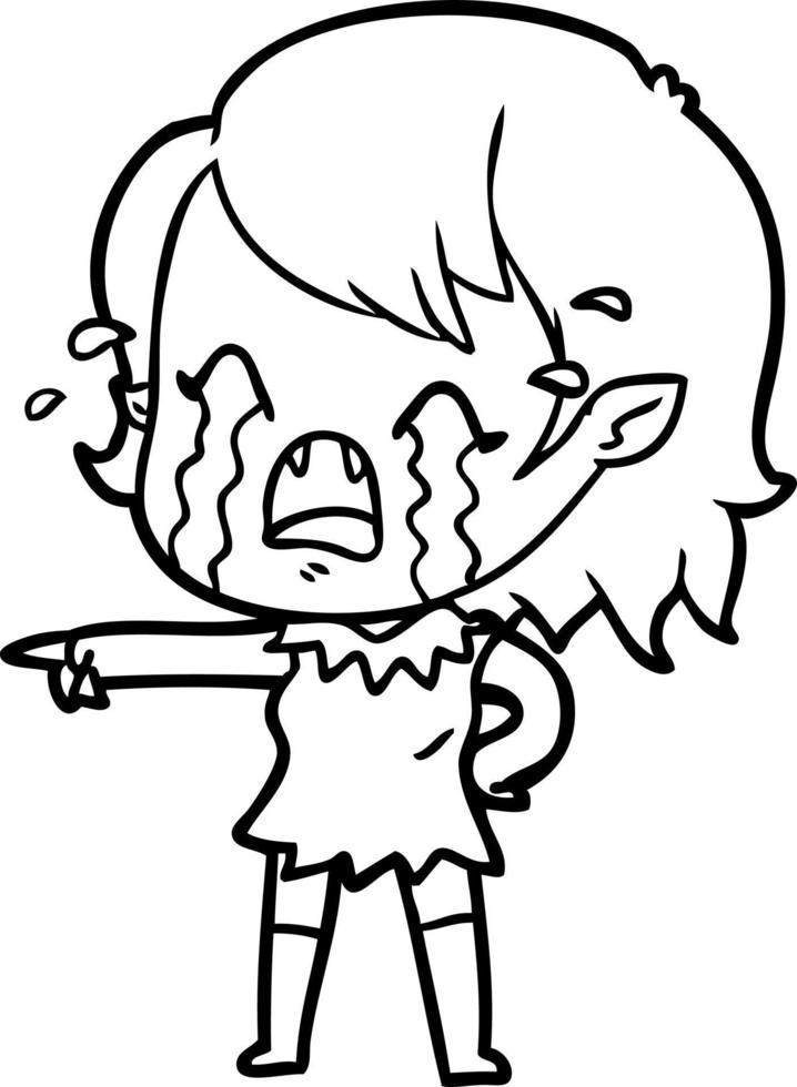 cartoon crying vampire girl vector