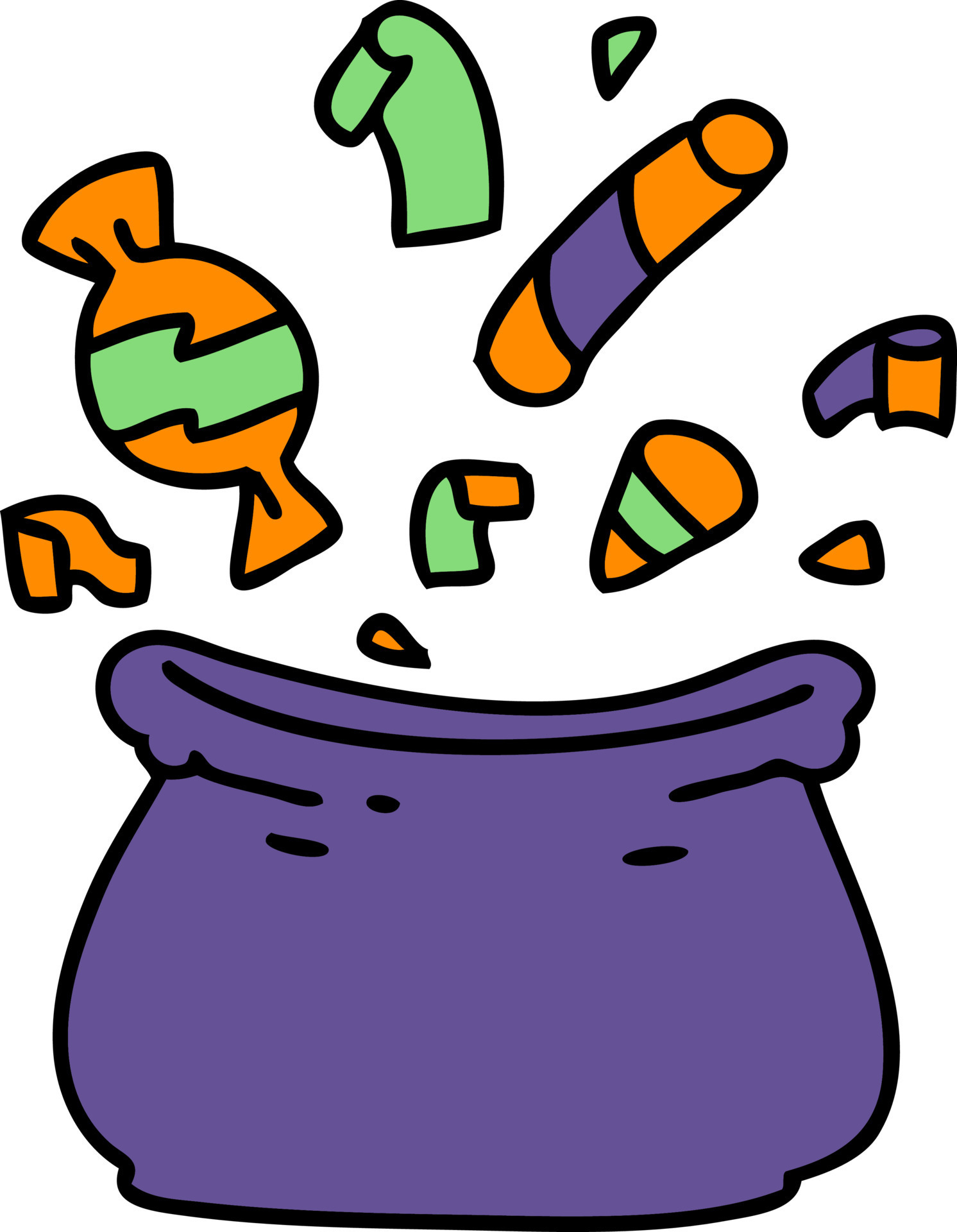 cartoon of a halloween candy bag full of treats 12405898 Vector Art at