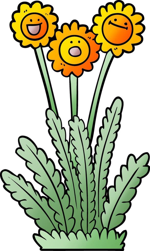 flores felices de dibujos animados vector