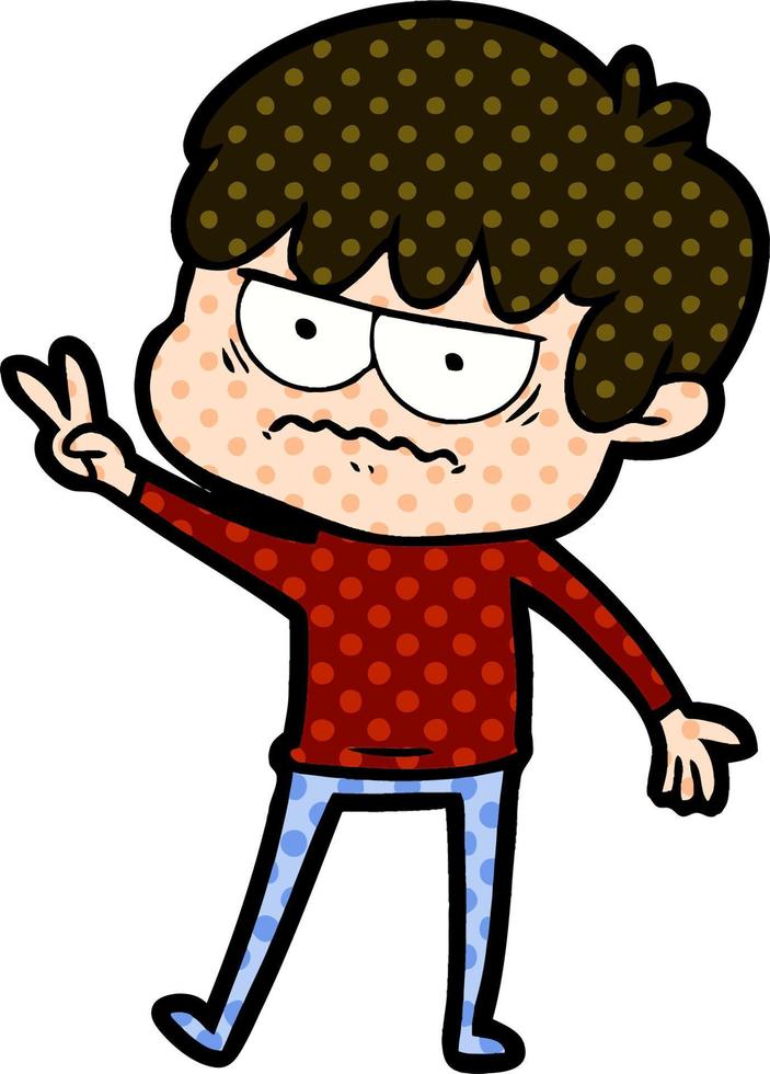 annoyed cartoon boy vector