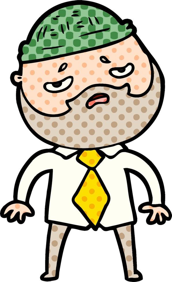 cartoon worried man with beard vector