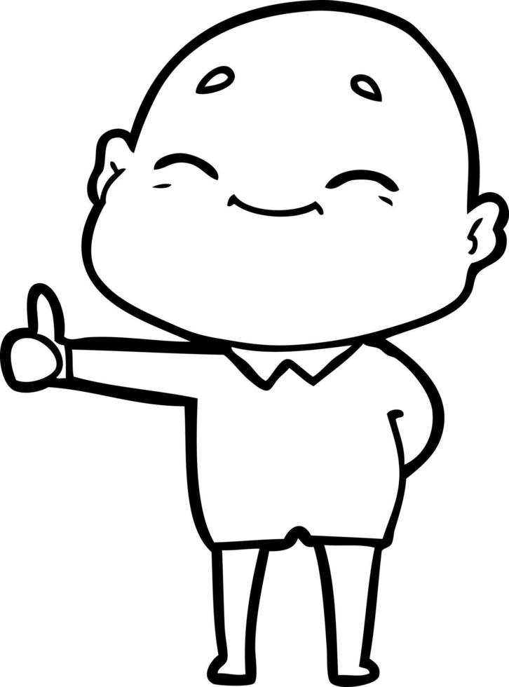 happy cartoon bald man vector