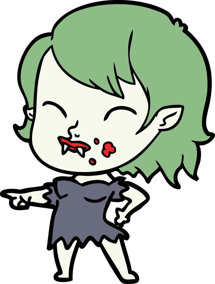 cartoon vampire girl with blood on cheek vector