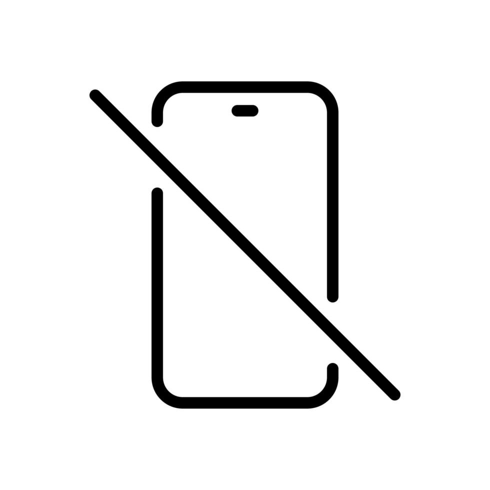 No mobile phone icon vector in line style. Cellphone prohibited, off smartphone please, stop using device sign symbol