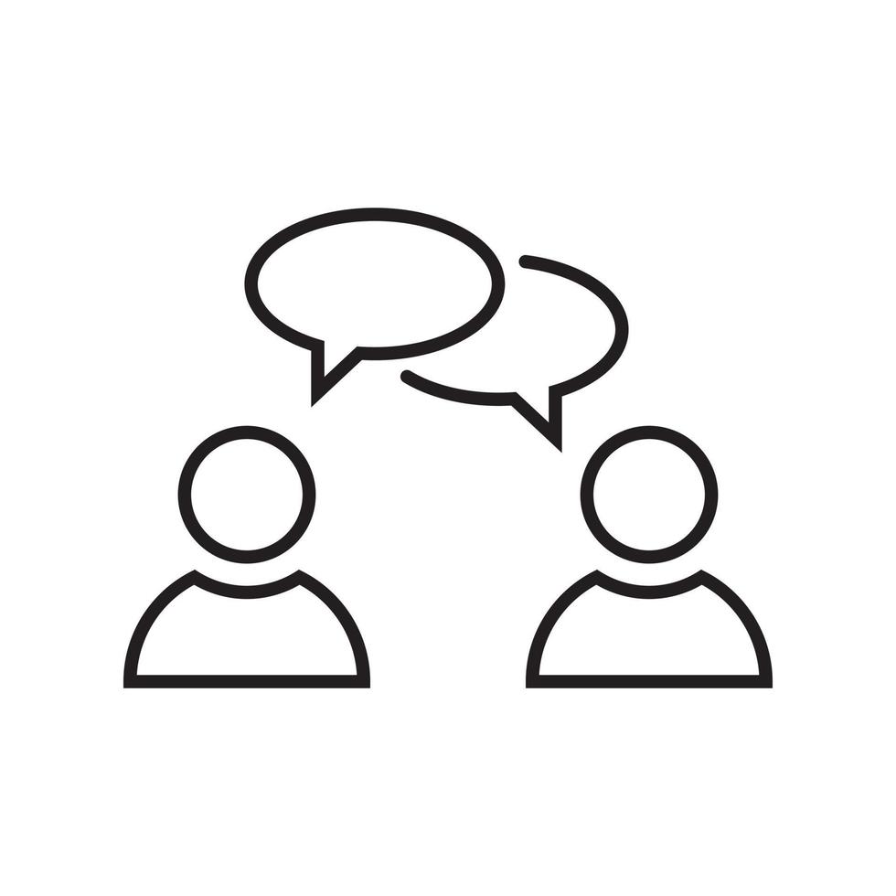 Talk people icon vector in line style. Conversation, discussion sign