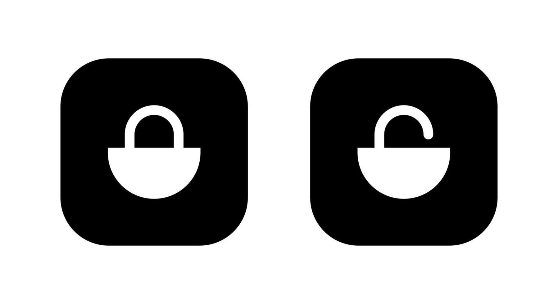 Lock and unlock padlock button icon vector isolated on square background