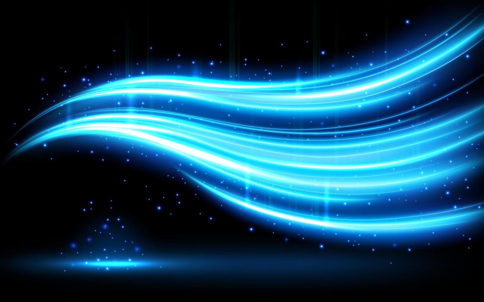 Abstract blue wavy line of light with a transparent background, isolated and easy to edit. Vector Illustration