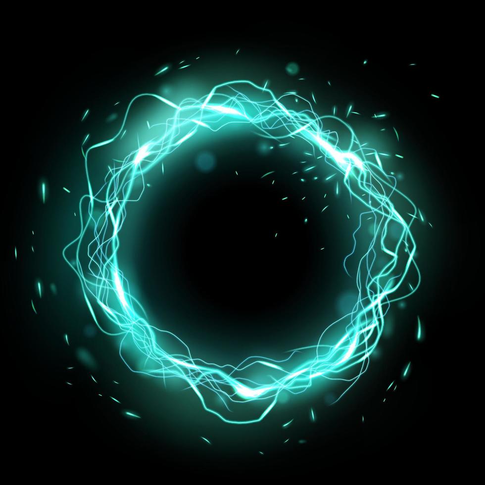 Vector Green Lightning Rings with Sparks Effect