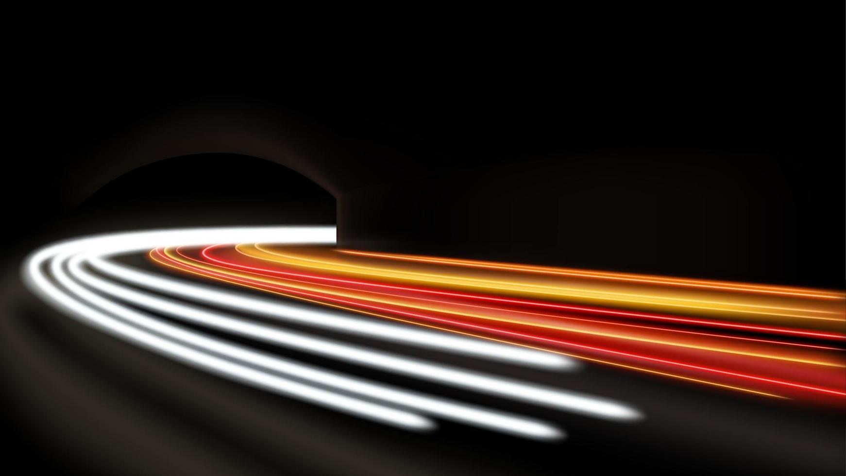 Colorful Light Trails, Long Time Exposure Motion Blur Effect. Vector