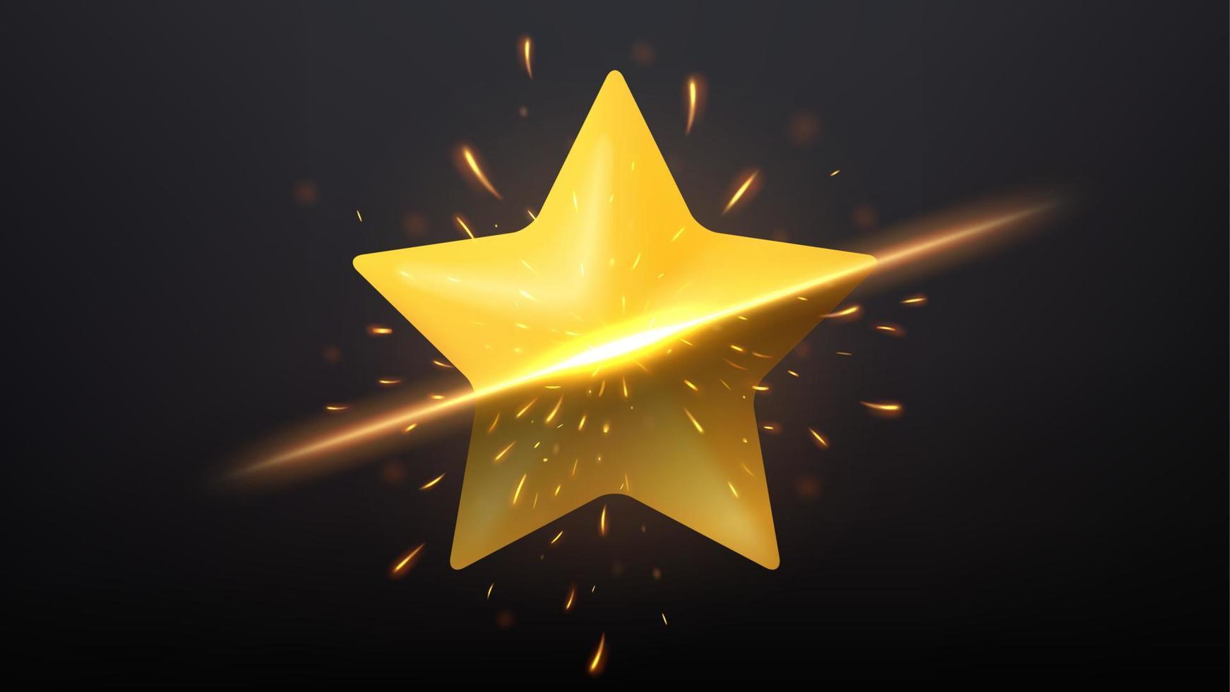 Gold star with light sparks effect. Vector Illustration