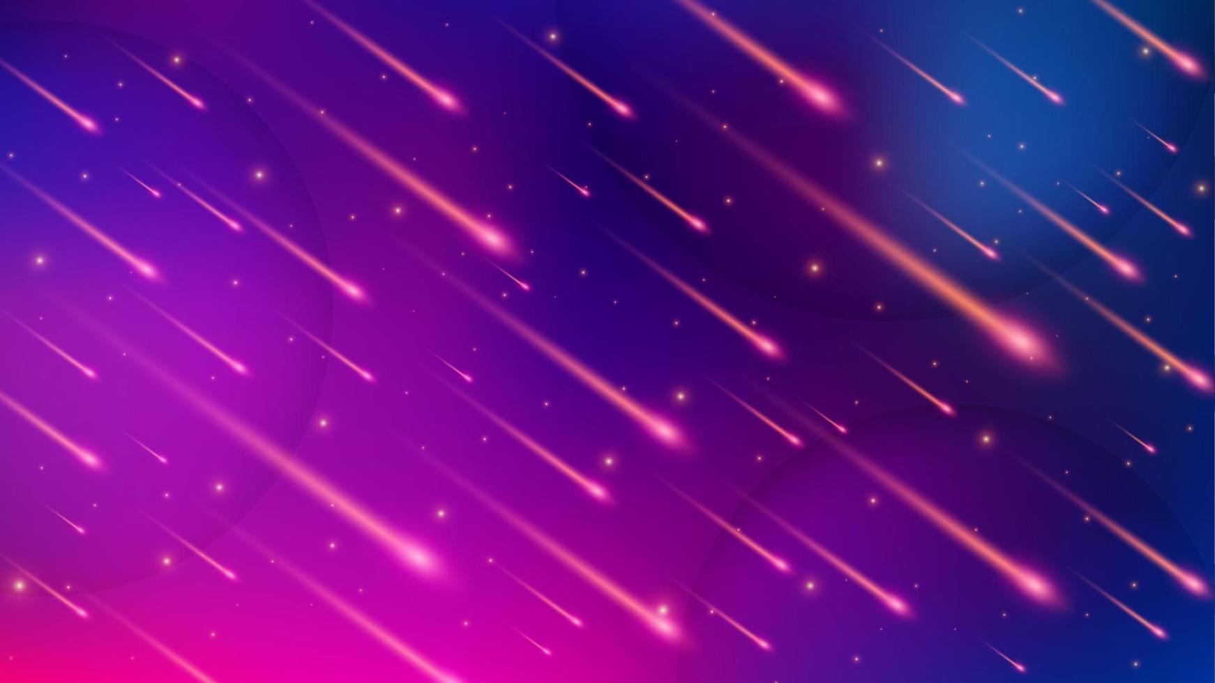 Meteor Rain Background, Elegant Violet Light Falling. Widescreen Vector Illustration