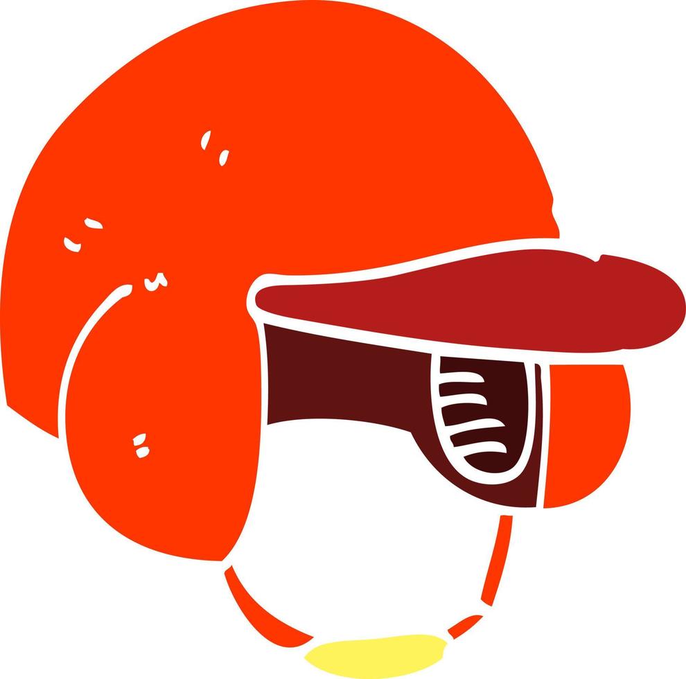 flat color illustration cartoon baseball helmet vector