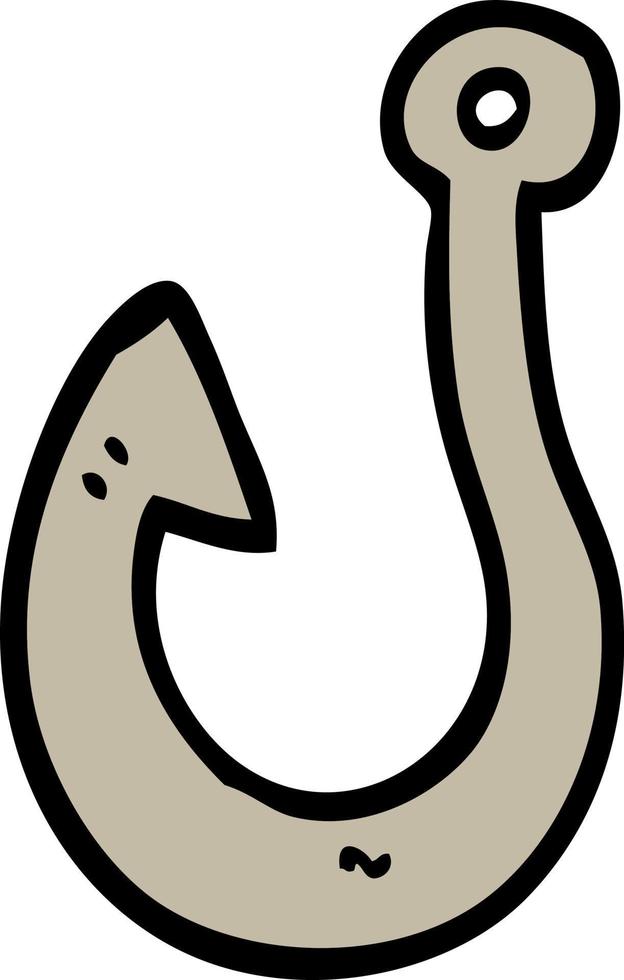 hand drawn doodle style cartoon fish hook vector