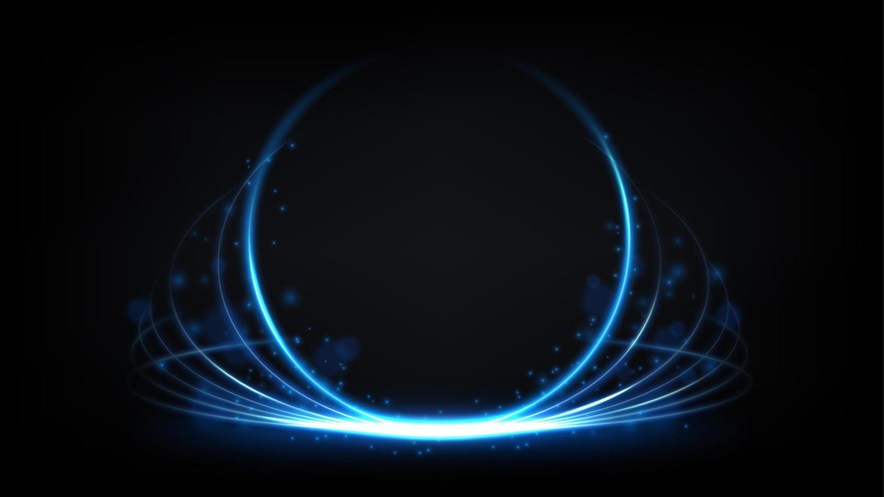 Abstract Blue Circle Light Luxury Effect on Dark Background Vector