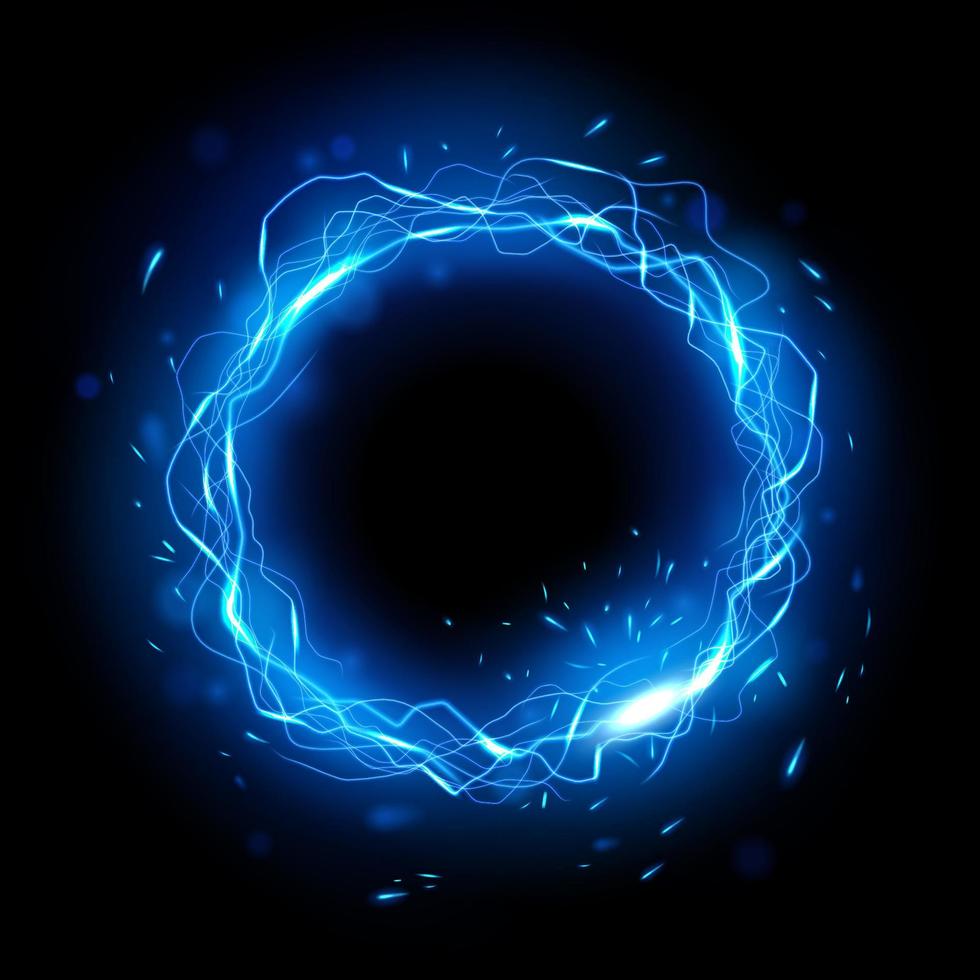 Vector Blue Lightning Rings with Sparks Effect