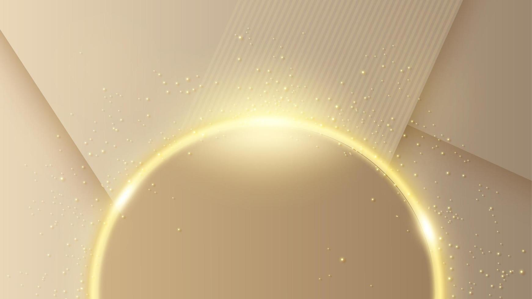 Golden Circle Hole Background, Elegant Gold Light Line. Widescreen Vector Illustration