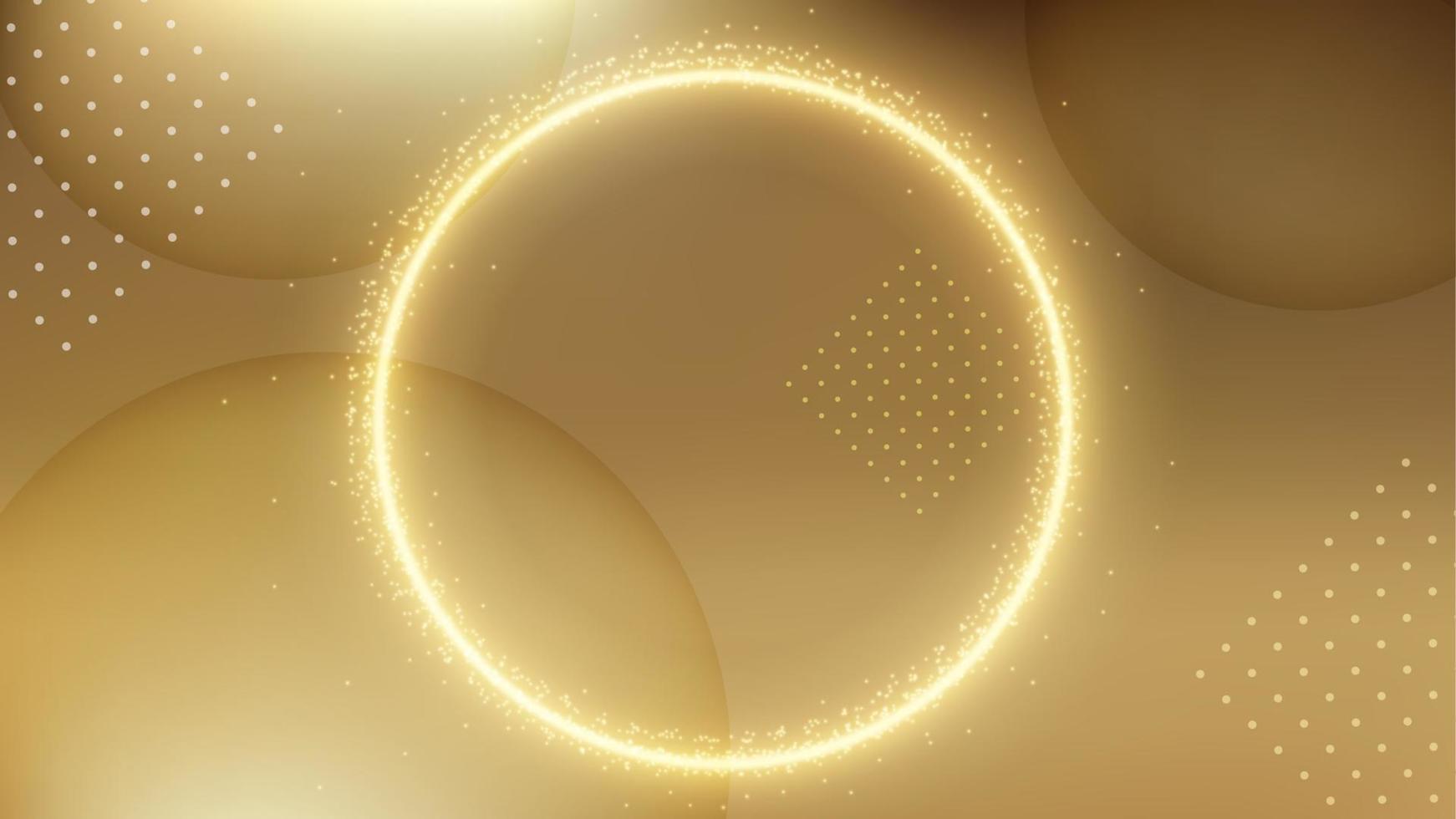 Golden Circle Ring Background, Elegant Gold Light Line. Widescreen Vector Illustration