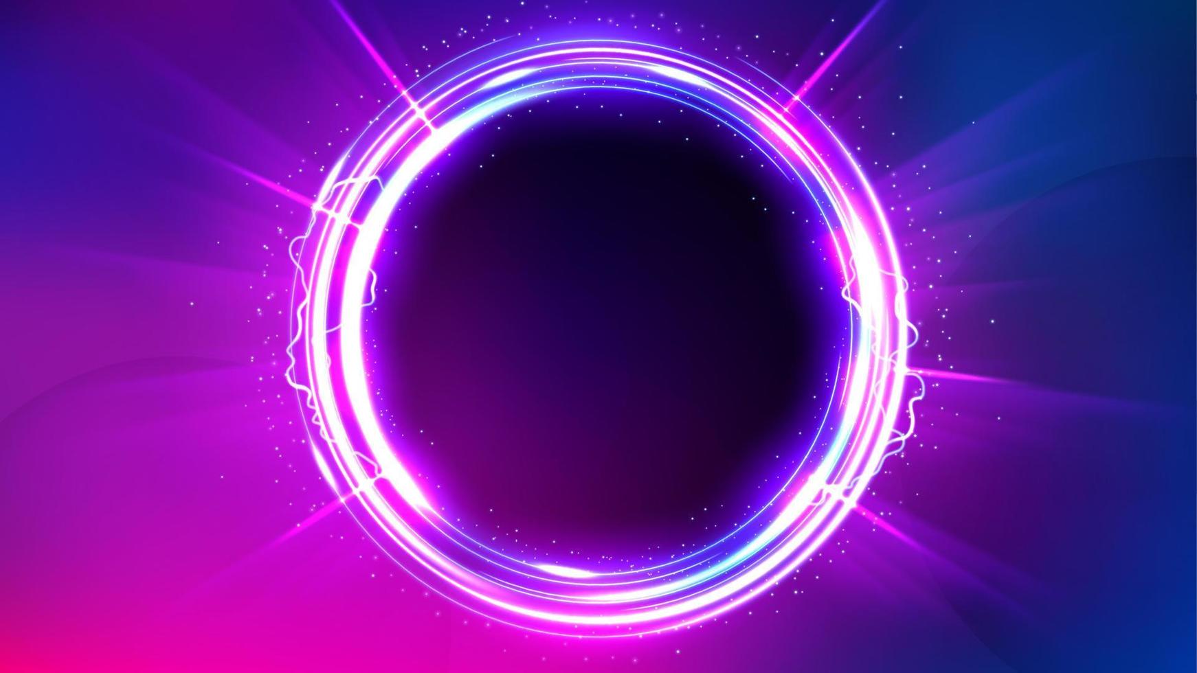 fondo de agujero de círculo violeta, elegante línea de luz violeta. ilustración vectorial de pantalla ancha vector