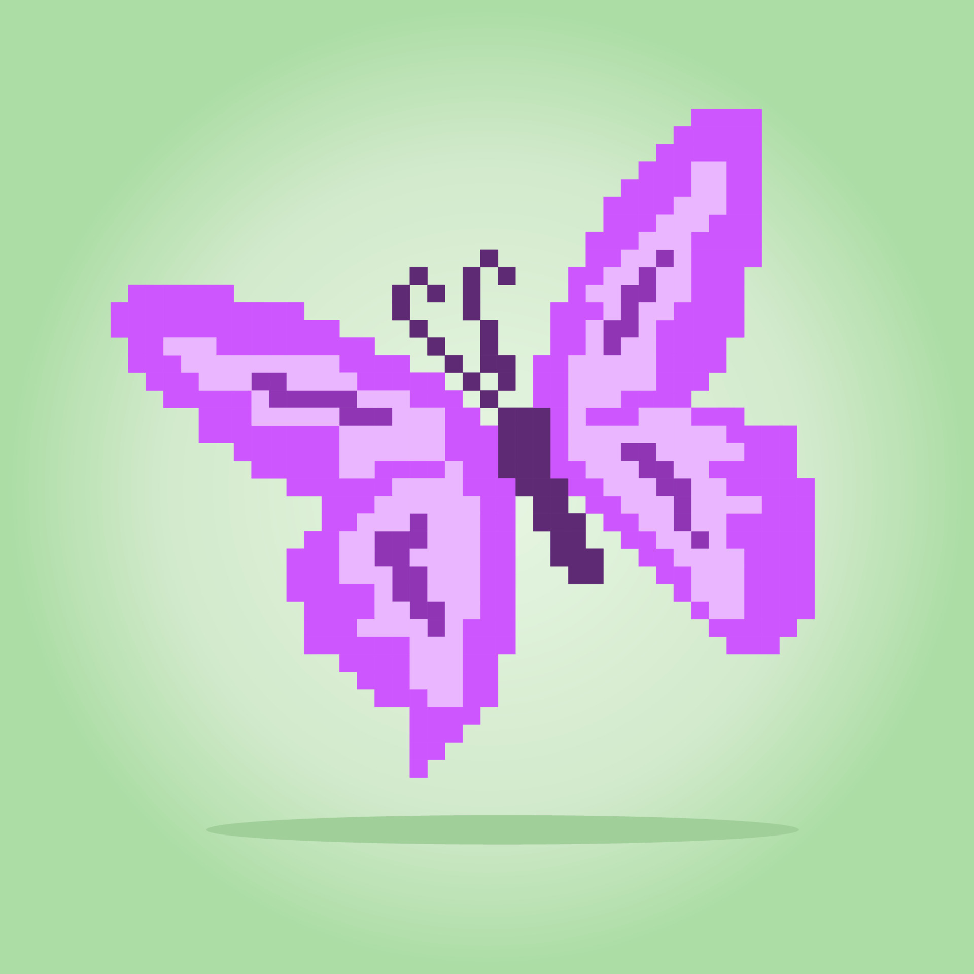 Pixel 8 bit butterfly. Animal for game assets in vector illustration