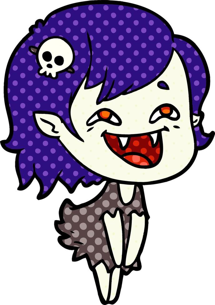 caricatura, reír, vampiro, niña vector