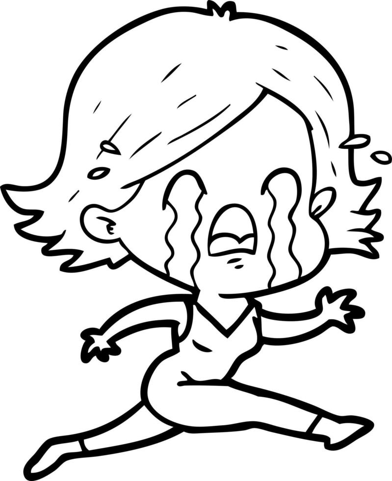 cartoon woman crying vector