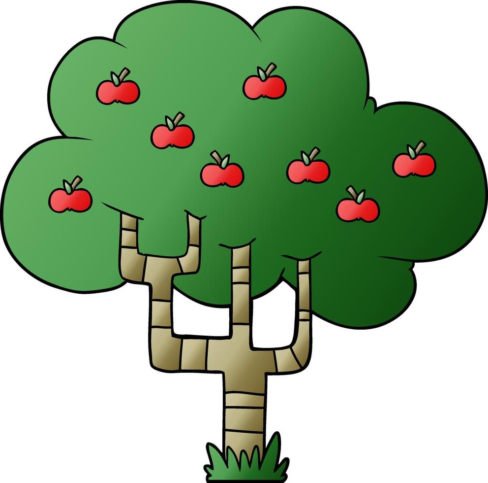 cartoon apple tree vector