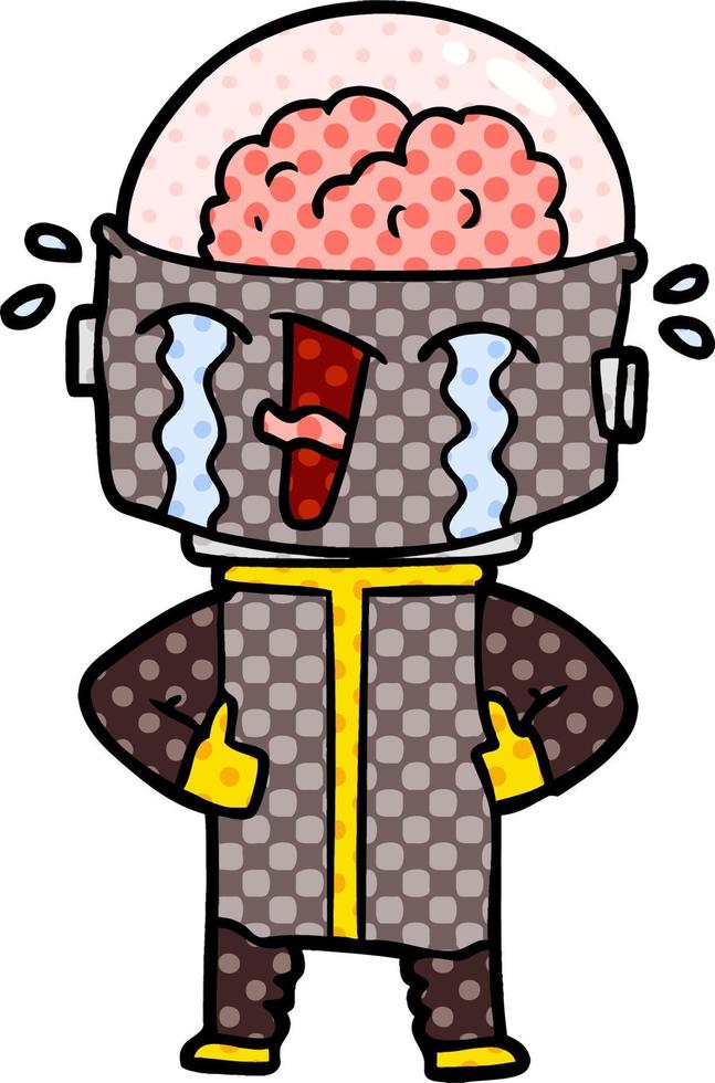 cartoon crying robot vector