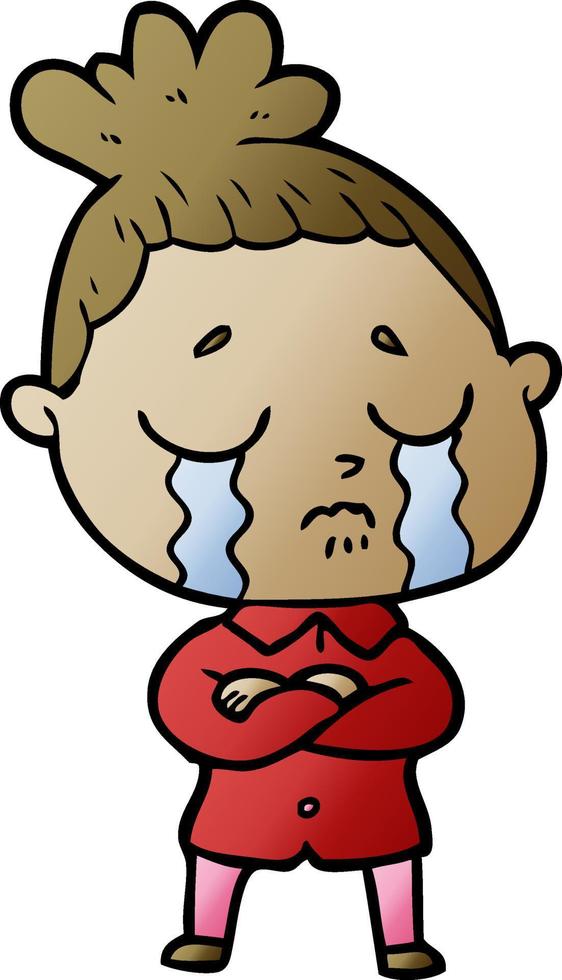 cartoon crying woman vector