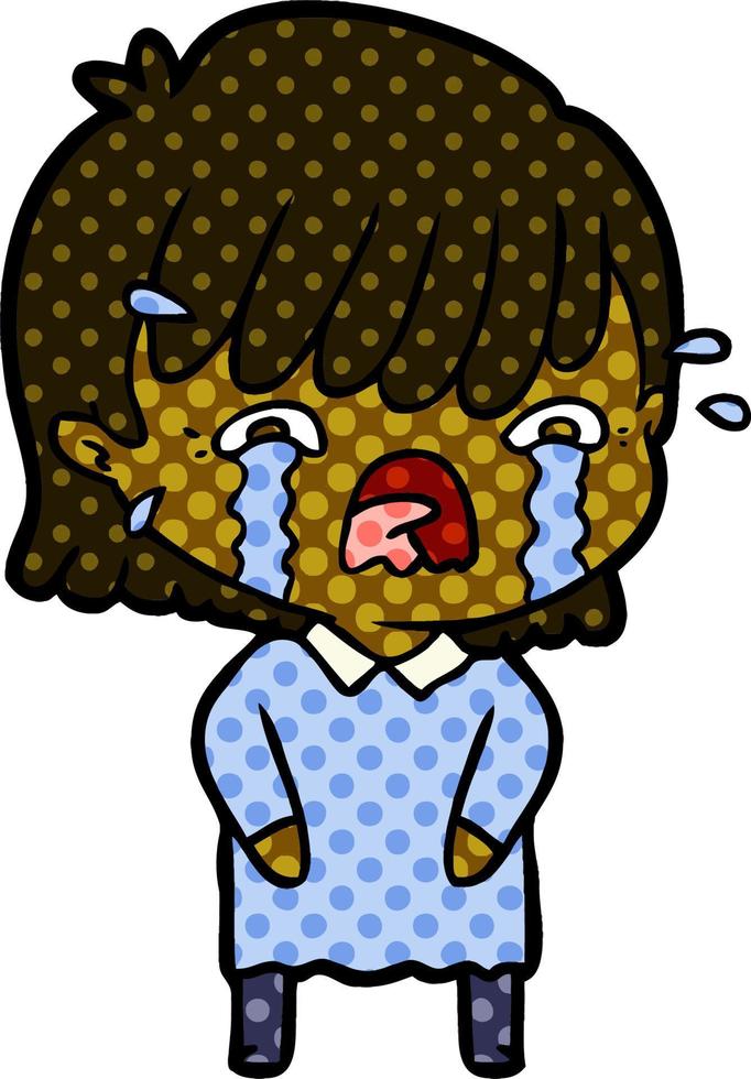 cartoon girl crying vector