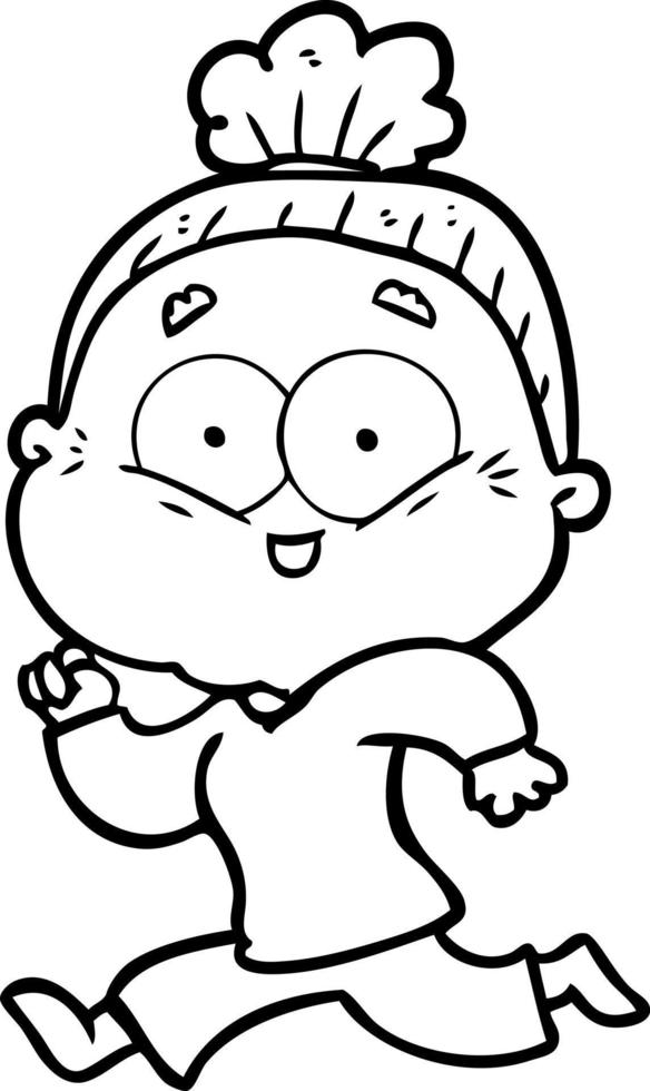 cartoon happy old woman vector