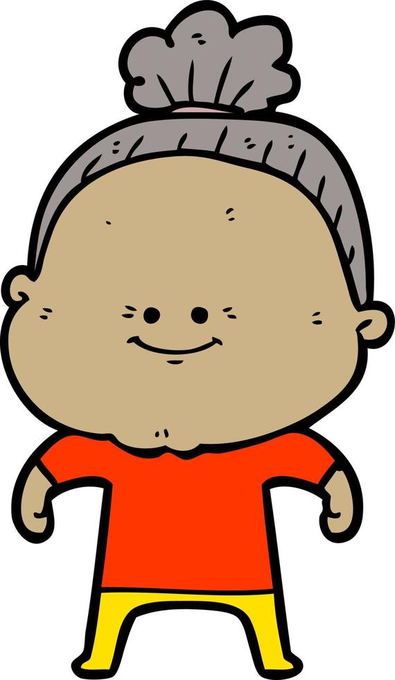 cartoon happy old woman vector