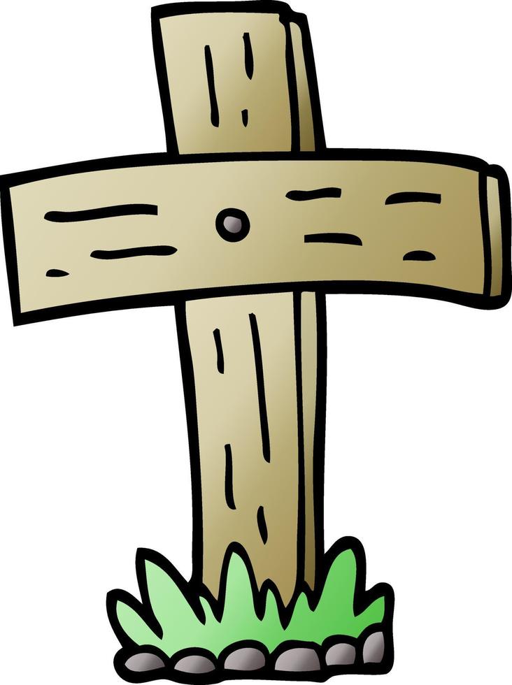 vector gradient illustration cartoon graveyard cross