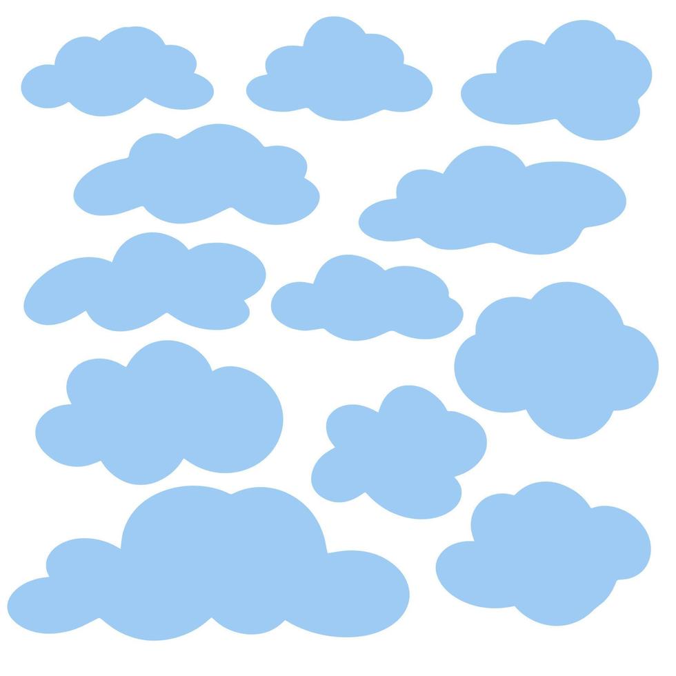 Blue clouds cartoon set vector