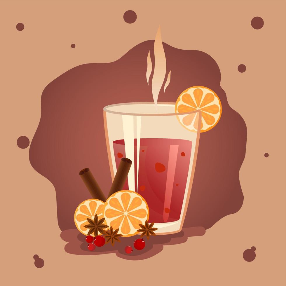 Hot mulled wine with oranges vector