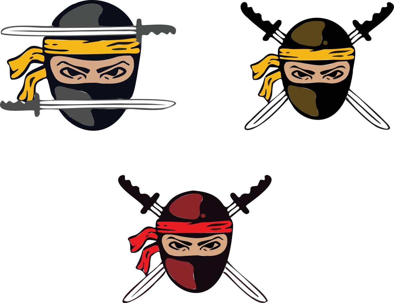insignia, logotipo ninja, guerras de espadas, asesino, símbolo. vector