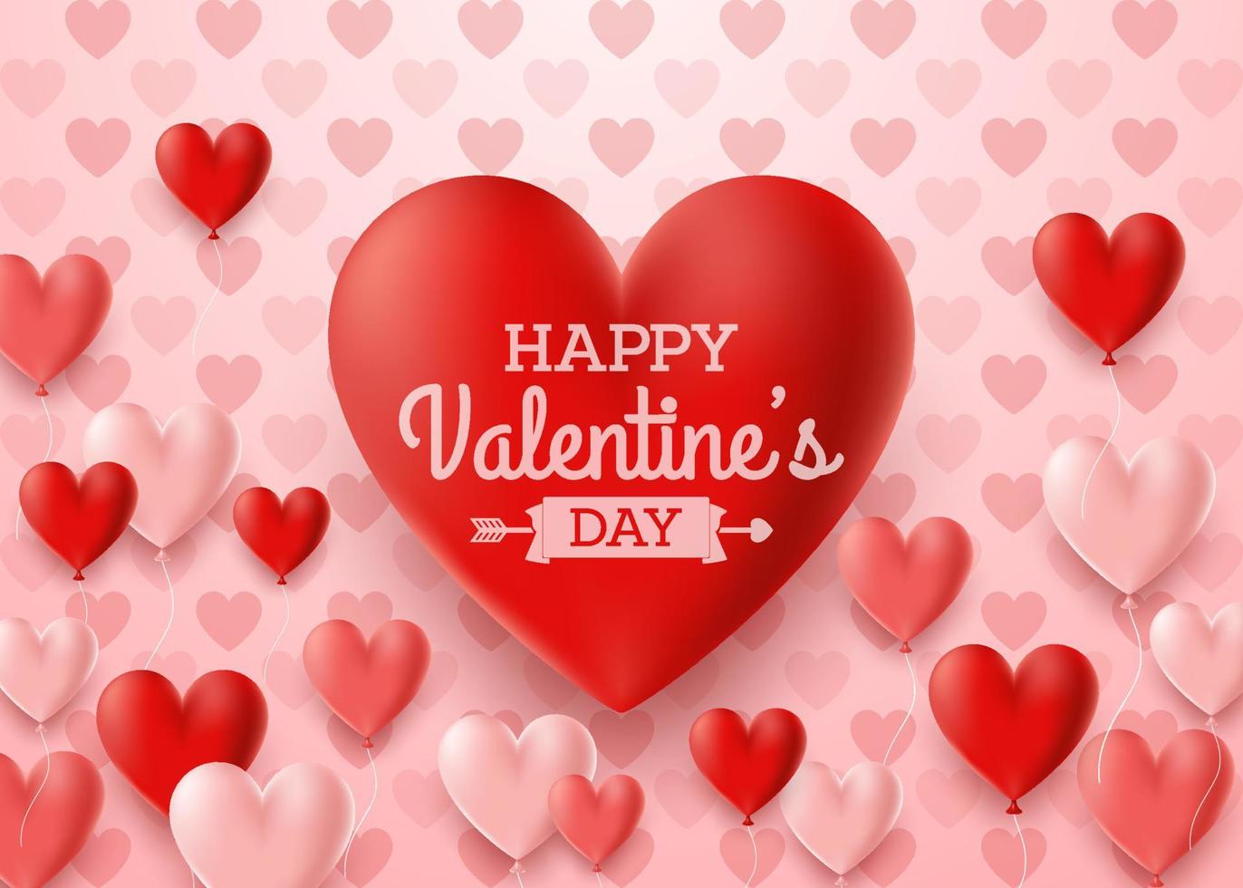 Valentines day greeting card with rose flower and hearts background vector