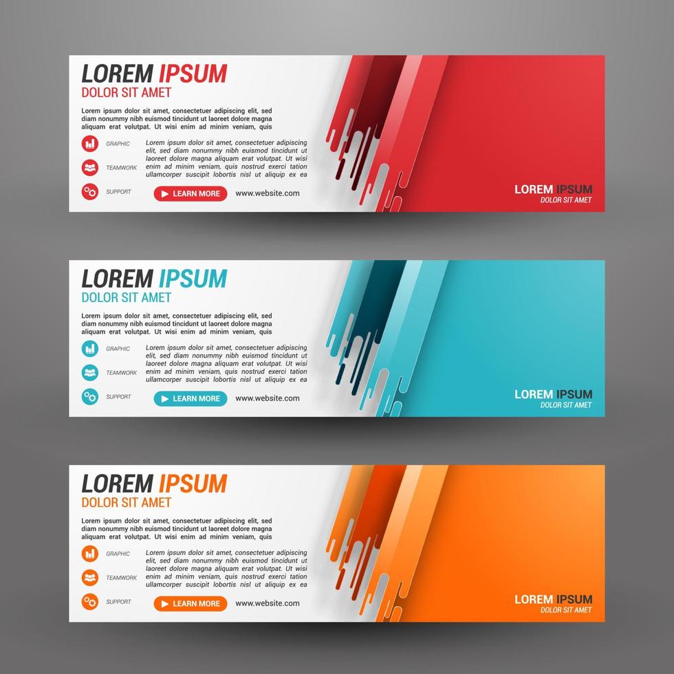 Three banners business with abstract background vector