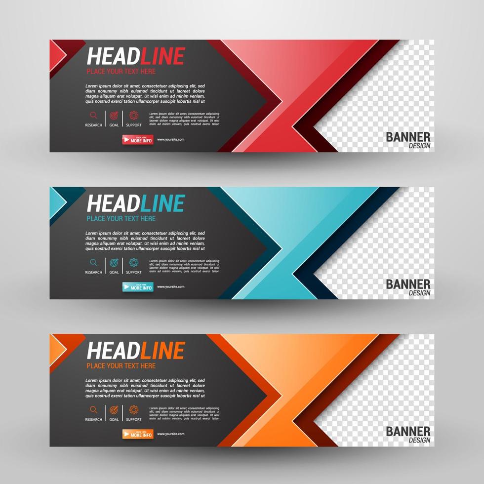 Three banners business with abstract background vector