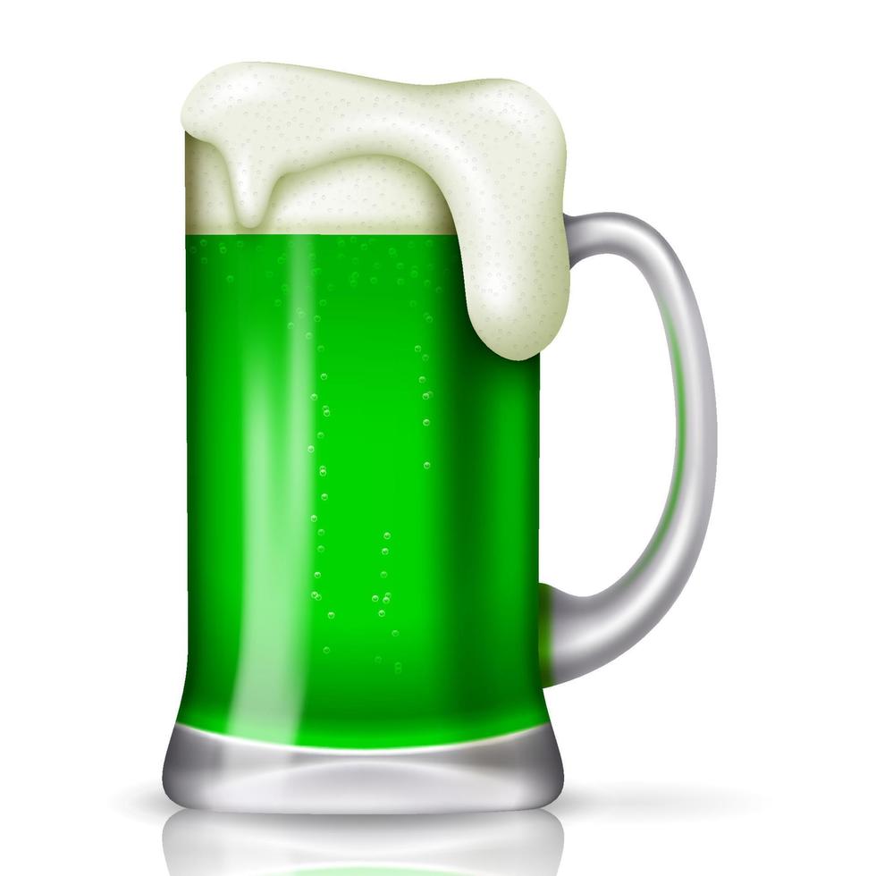 fondo del día de san patricio con cerveza de cristal vector