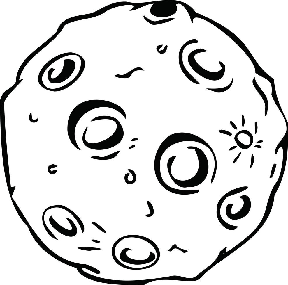 Black and white illustration of the moon, full moon vector. Vector