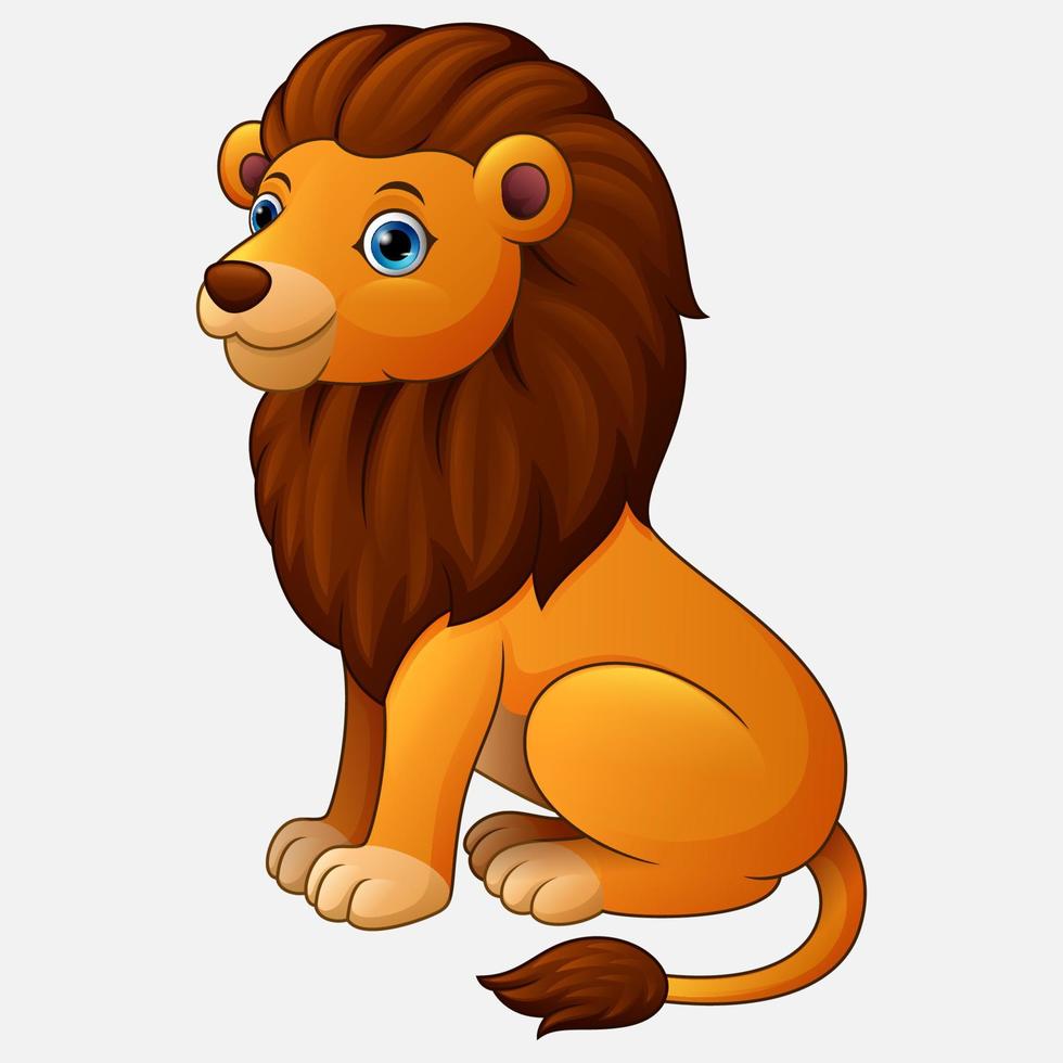 Cute lion sitting cartoon isolated on white background vector