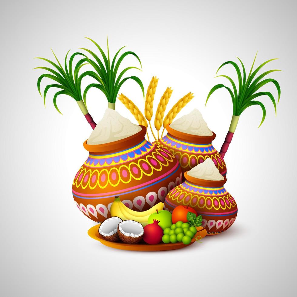 feliz celebración del festival festivo pongal vector