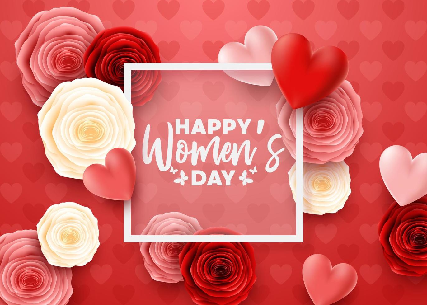 Happy International Women's Day with flower background vector