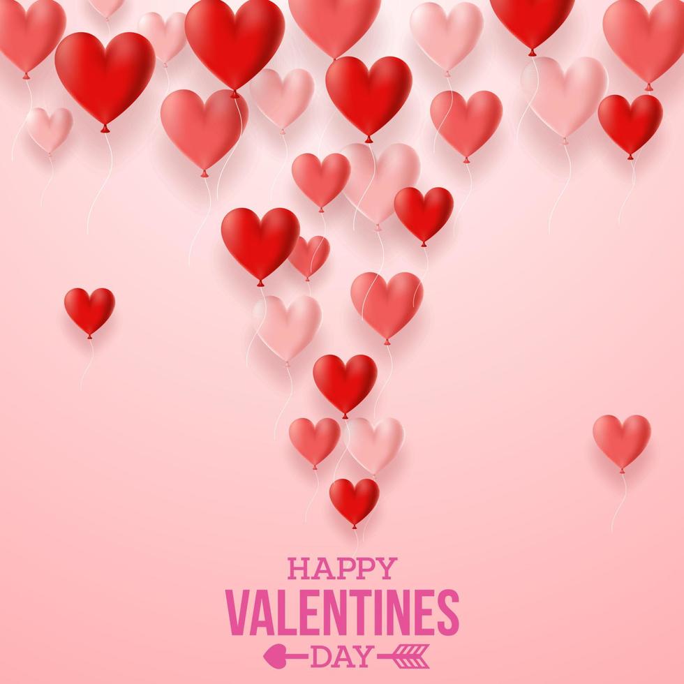 tarjeta de felicitación del día de san valentín con flor de rosa y fondo de corazones vector