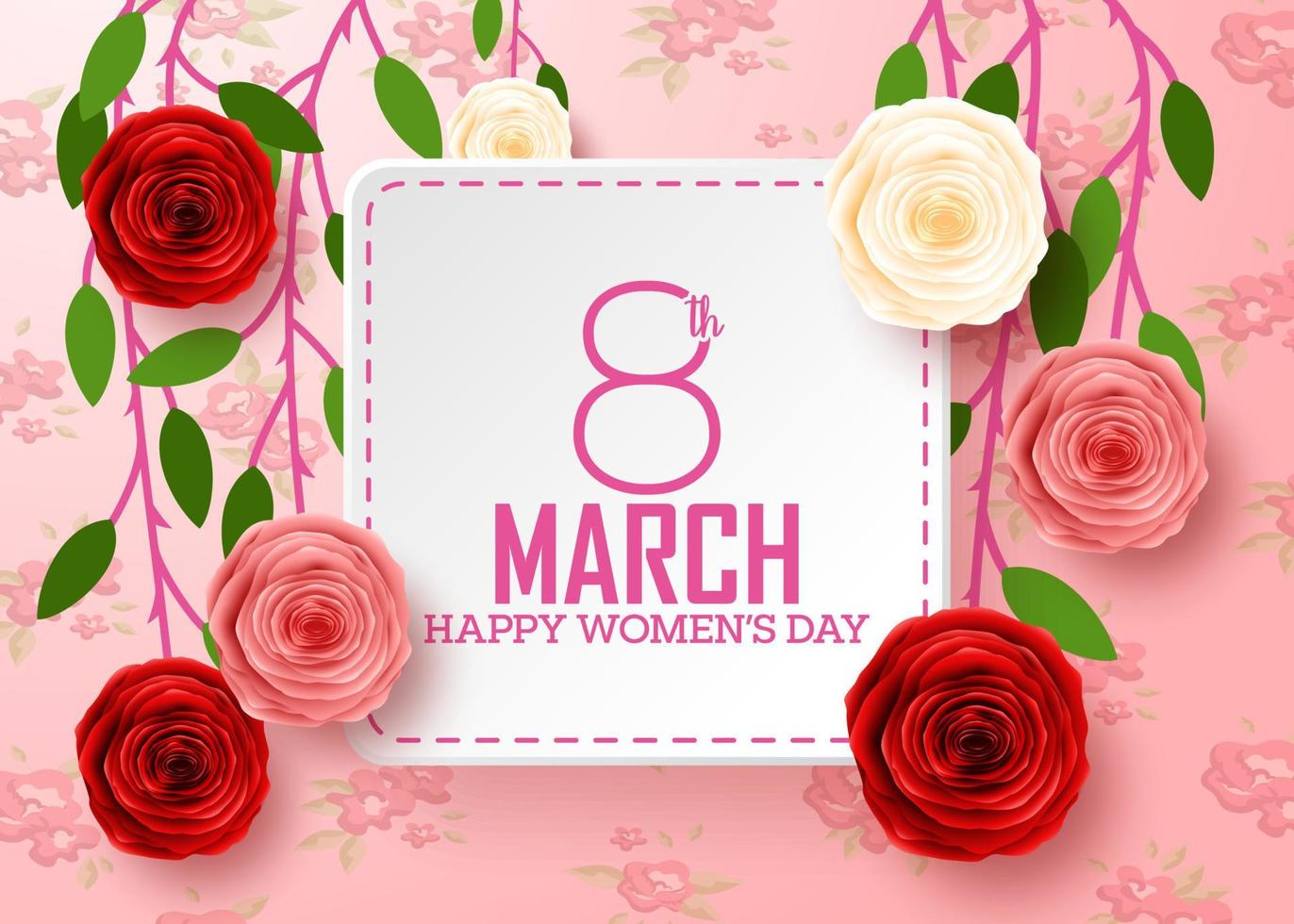 Happy International Women's Day with flower background vector